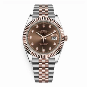 2024 Never Worn Rolex Datejust 41mm - Ref: 126331-0004 - Chocolate Diamond Dial, Two Tone Stainless Steel & 18K Rose Gold Jubilee Bracelet Men's Watch