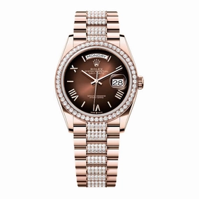 2024 Release Rolex Day-Date 36 mm | 18k Everose gold Diamond President bracelet | Brown ombr dial Diamond bezel | Men's Watch 128345RBR