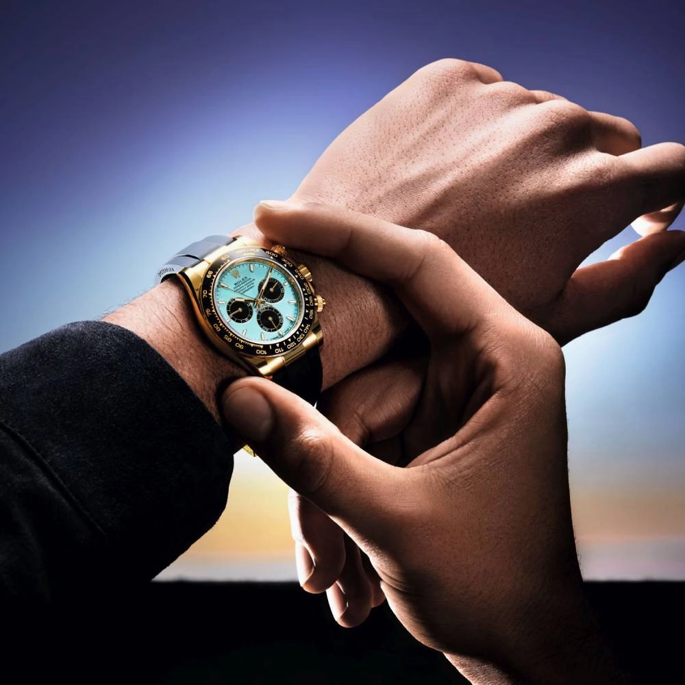 2025 Model Rolex Cosmograph Daytona 40 mm - Ref: 126518ln-0014 - Turquoise Blue Dial, Black Oysterflex Bracelet Watch