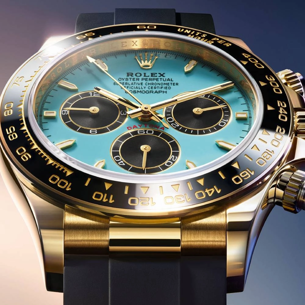 2025 Model Rolex Cosmograph Daytona 40 mm - Ref: 126518ln-0014 - Turquoise Blue Dial, Black Oysterflex Bracelet Watch