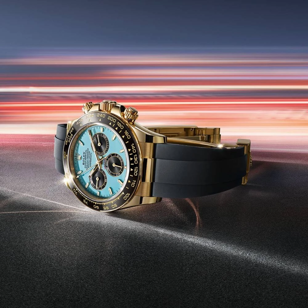 2025 Model Rolex Cosmograph Daytona 40 mm - Ref: 126518ln-0014 - Turquoise Blue Dial, Black Oysterflex Bracelet Watch