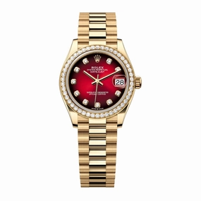 2025 Model Rolex Datejust 31mm - Ref: 278288rbr-0041 - Red Ombre Dial, 18k Yellow Gold President Bracelet Watch