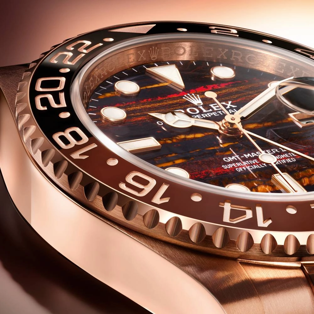 2025 Model Rolex GMT-Master II 40 mm - Ref: 126715CHNR-0002 - Tiger Iron Dial, 18k Everose Gold Oyster Bracelet Watch