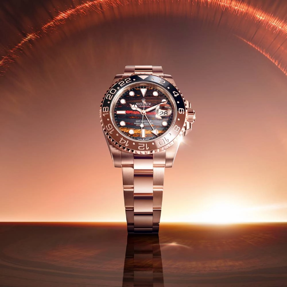 2025 Model Rolex GMT-Master II 40 mm - Ref: 126715CHNR-0002 - Tiger Iron Dial, 18k Everose Gold Oyster Bracelet Watch