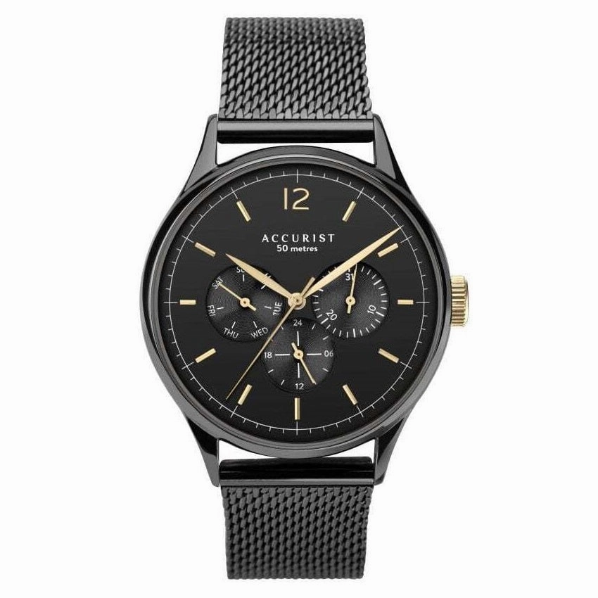 Accurist Black Milanese Bracelet Mens Watch 7374