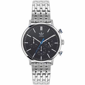 Adidas Men's Watch - Originals Quartz Black Dial Silver Steel Bracelet | AOSY22018