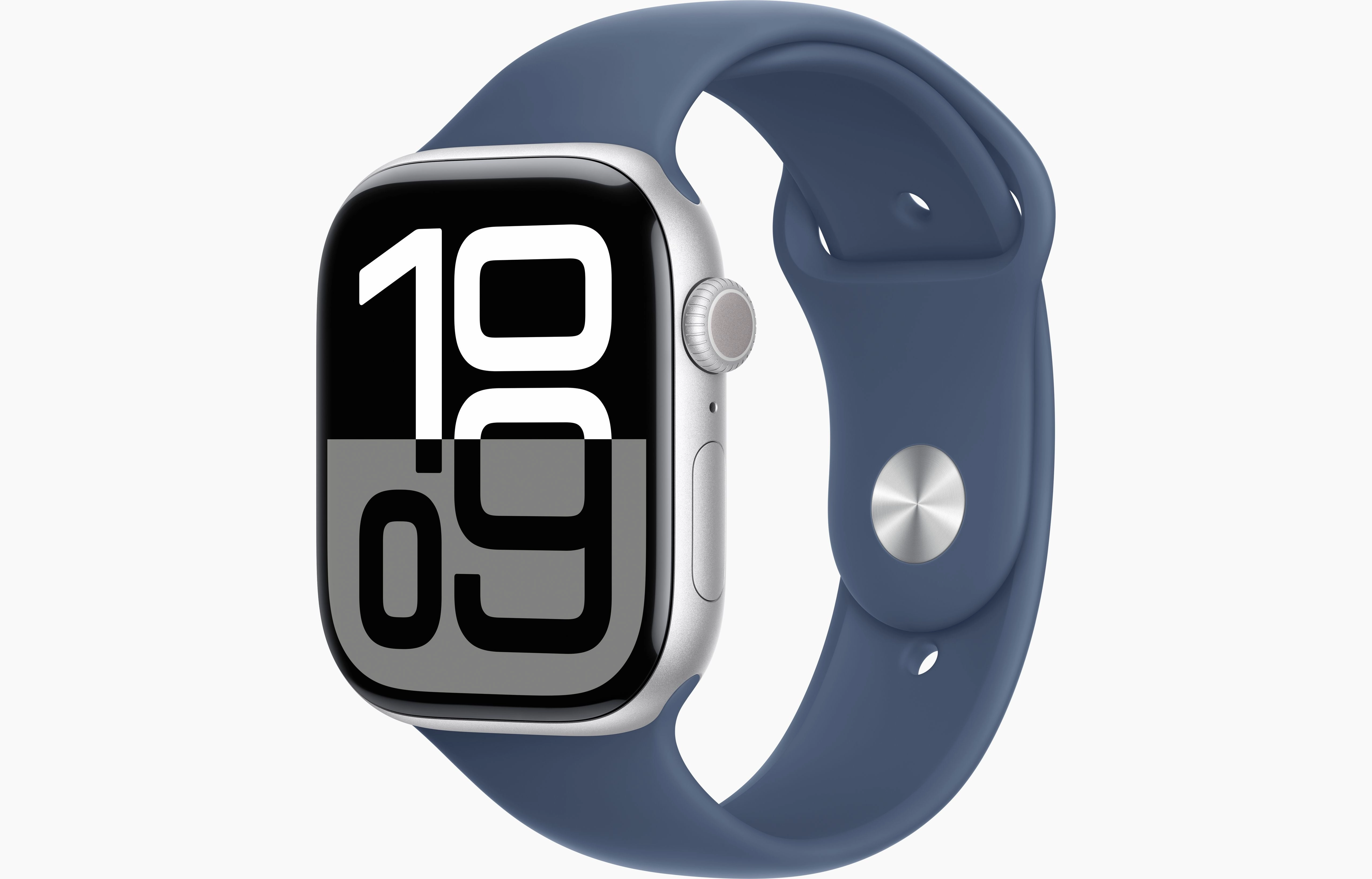 Apple Watch Series 10 GPS 46Mm Silver Aluminium Case, Denim Sport Band, M/L