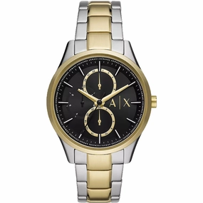Armani Exchange Men's Watch - Dante Quartz Black Dial Two Tone Bracelet | AX1865