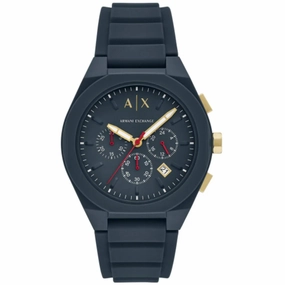 Armani Exchange Men's Watch - Rafael Quartz Blue Dial Silicone Rubber Strap | AX4168