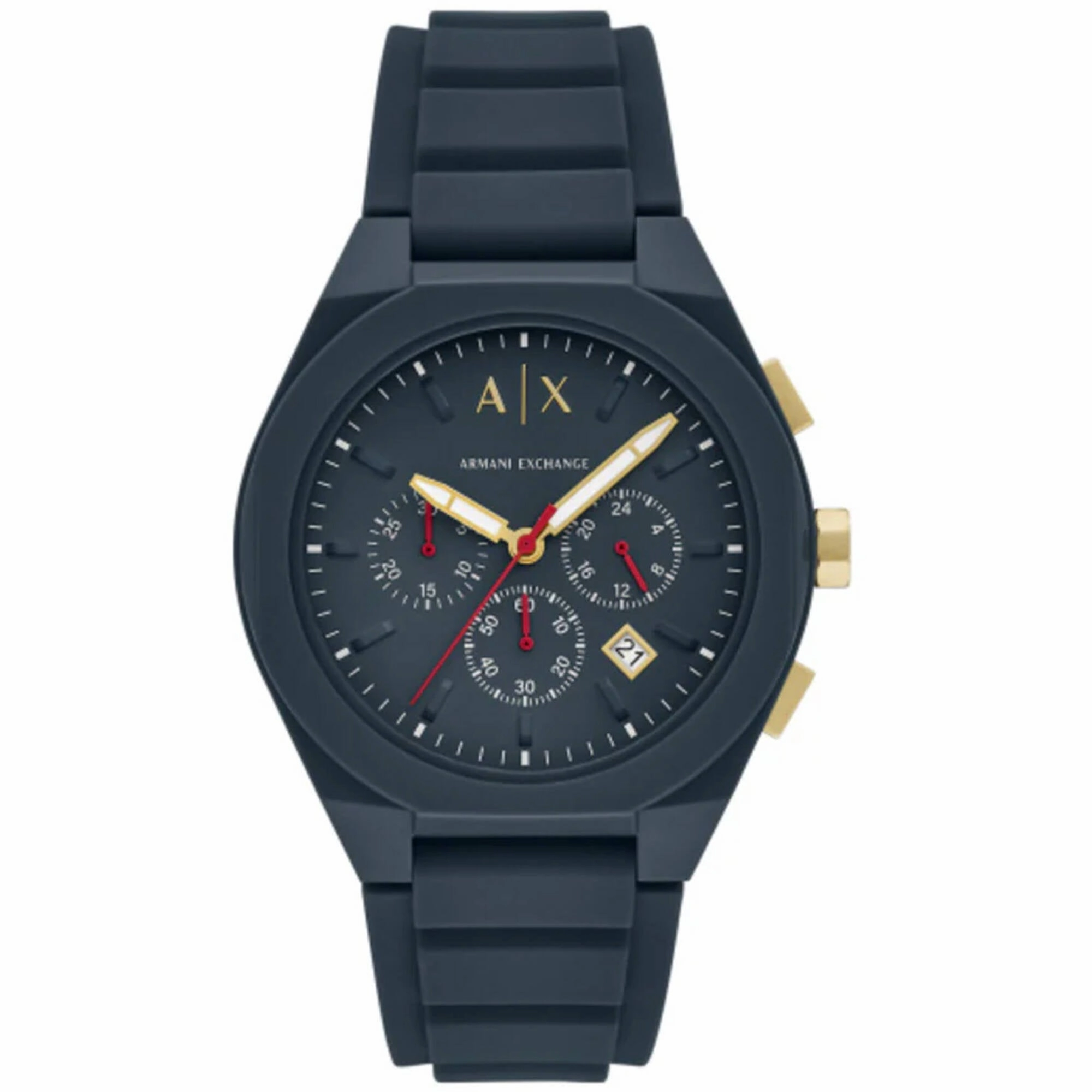 Armani Exchange Men's Watch - Rafael Quartz Blue Dial Silicone Rubber Strap | AX4168