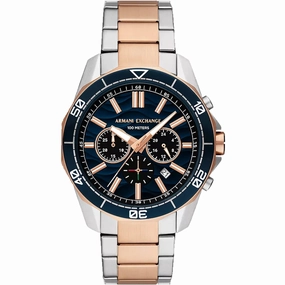 Armani Exchange Men's Watch - Spencer Quartz Black Dial Two Tone Bracelet | AX1965