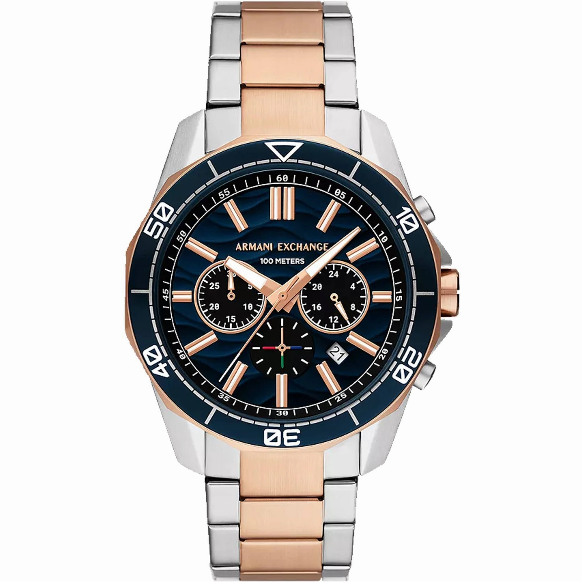 Armani Exchange Men's Watch - Spencer Quartz Black Dial Two Tone Bracelet | AX1965