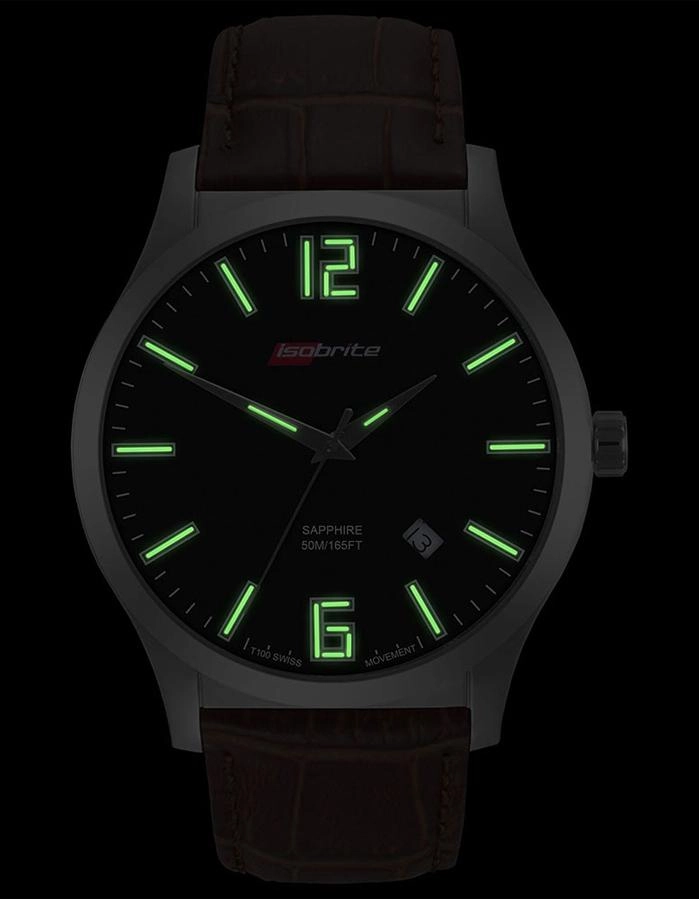 ArmourLite Isobrite Grand Slimline Series - Black Dial - Brown Leather Strap