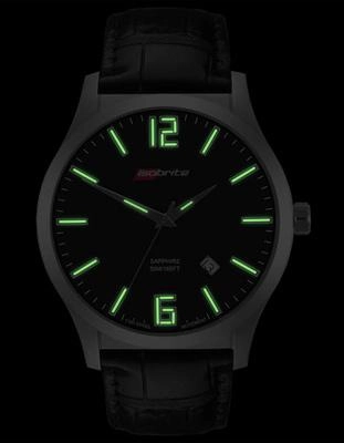 ArmourLite Isobrite Grand Slimline Series - Black Dial - Date - Leather Strap