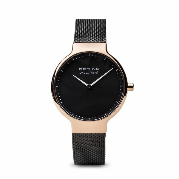 Bering - Max Ren  Polished Rose Gold, Black Mesh 31mm