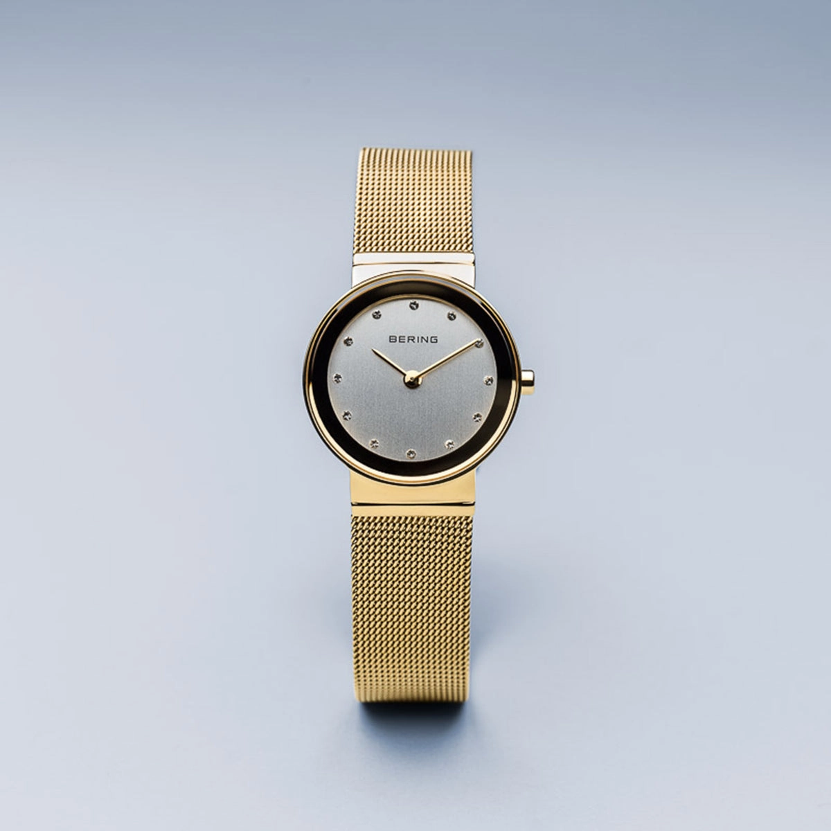 Bering Classic Polished Gold Mesh Swarovski Watch