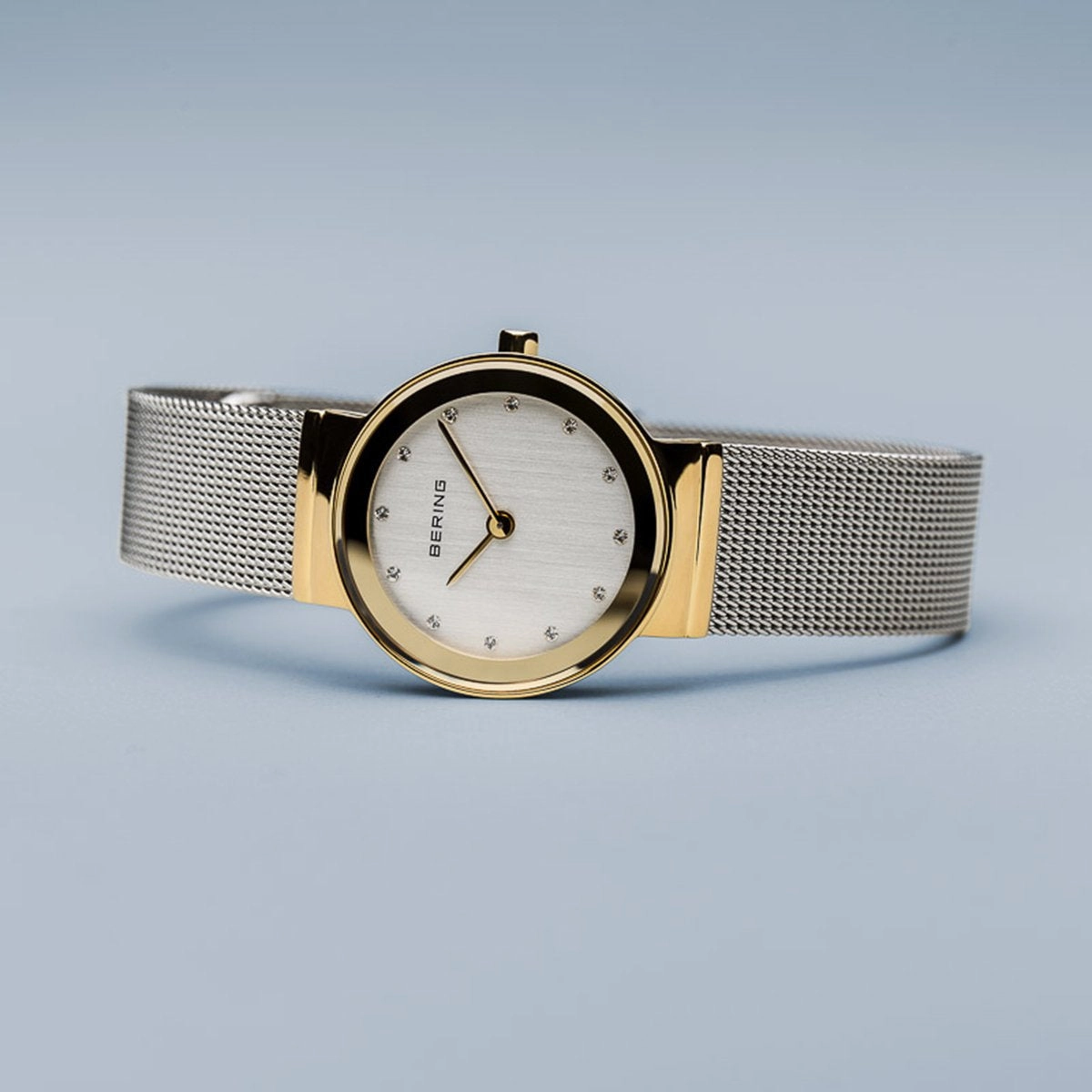 Bering Classic Polished Gold Silver Mesh Watch