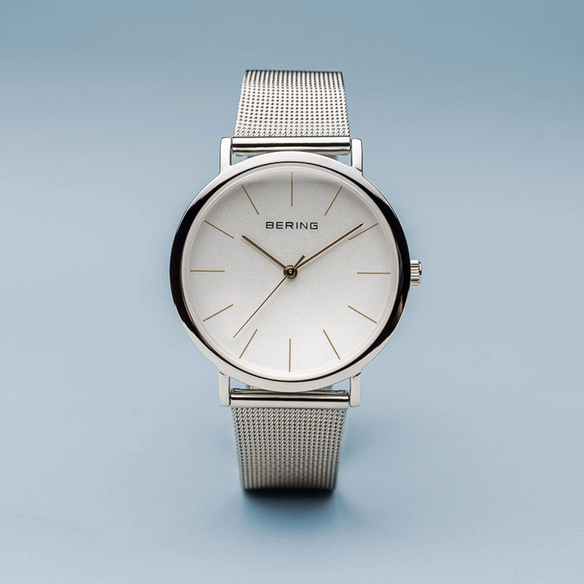 Bering Classic Polished Silver 36mm Mesh Watch