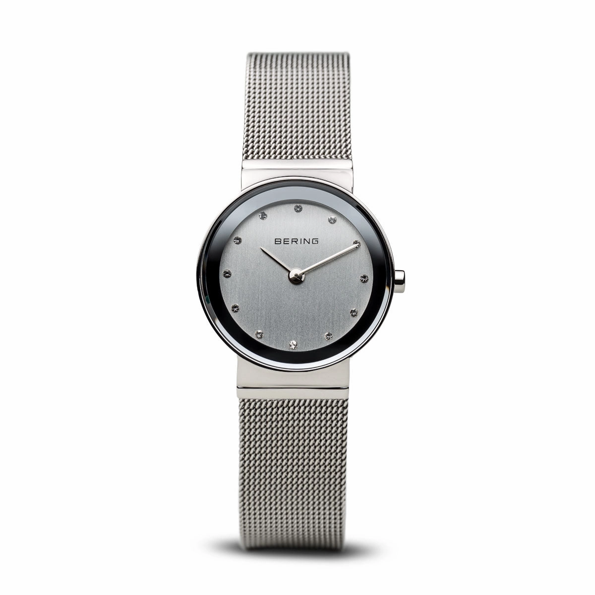 Bering Classic Polished Silver Mesh Swarovski Watch