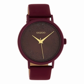 Biking red OOZOO watch with leather strap - C10584