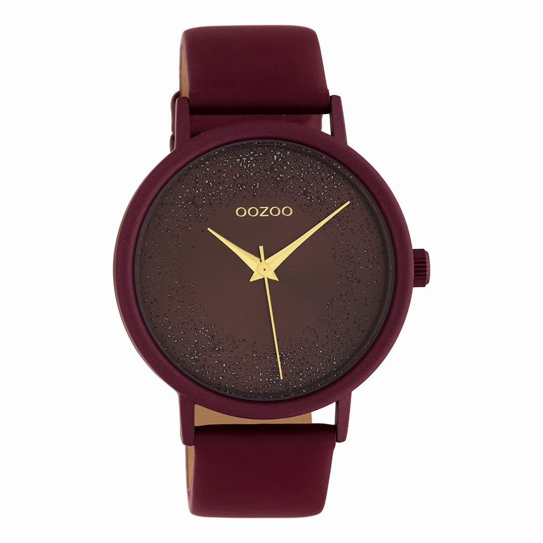Biking red OOZOO watch with leather strap - C10584