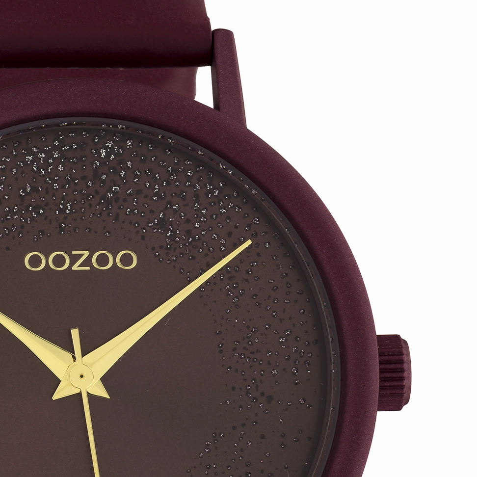 Biking red OOZOO watch with leather strap - C10584