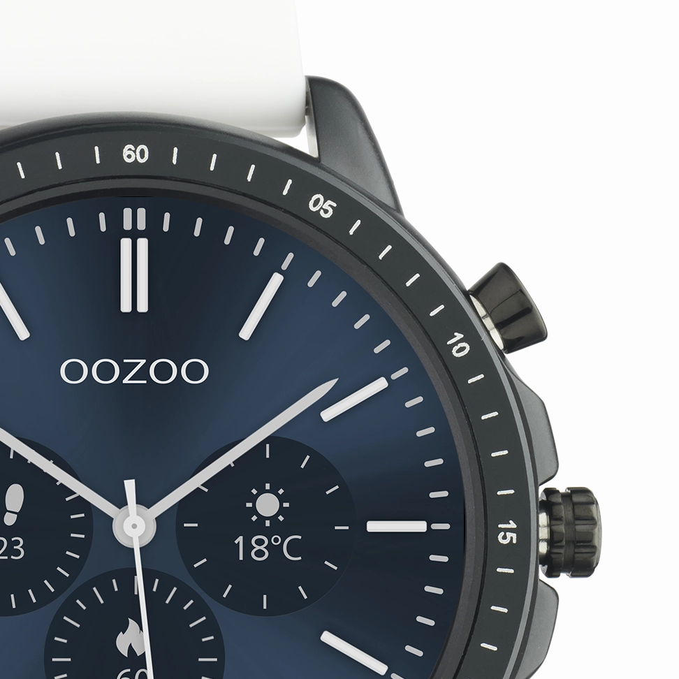 Black OOZOO smartwatch with white rubber strap - Q00327