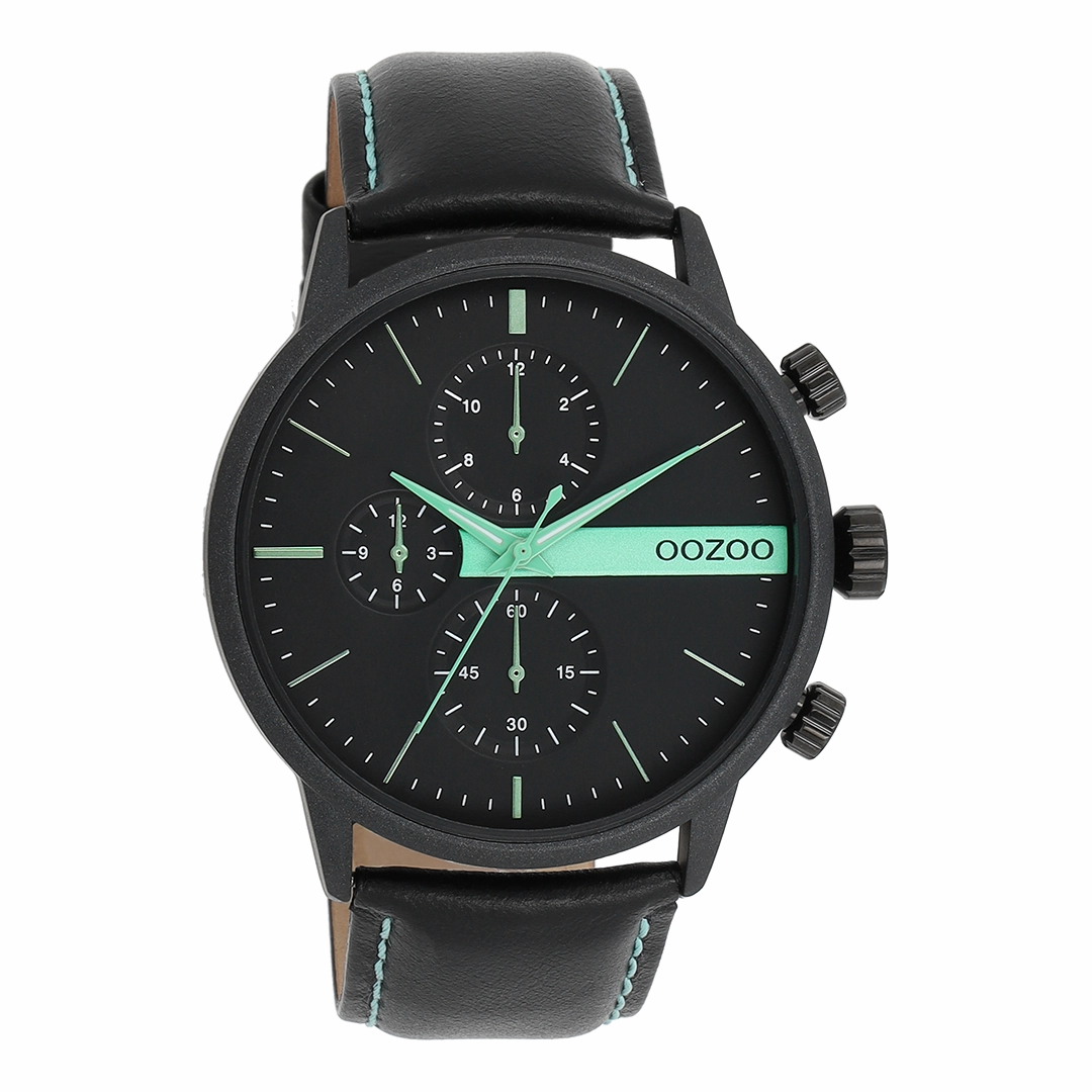 Black OOZOO watch with leather strap - C11229