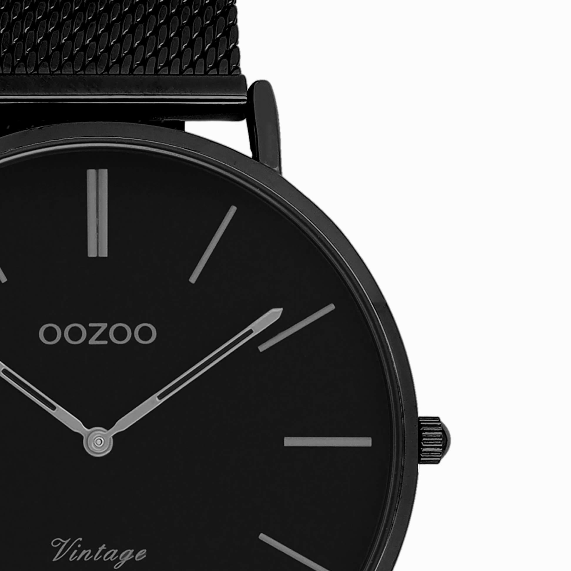 Black OOZOO watch with metal mesh bracelet - C9933