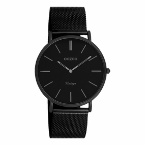 Black OOZOO watch with metal mesh bracelet - C9933