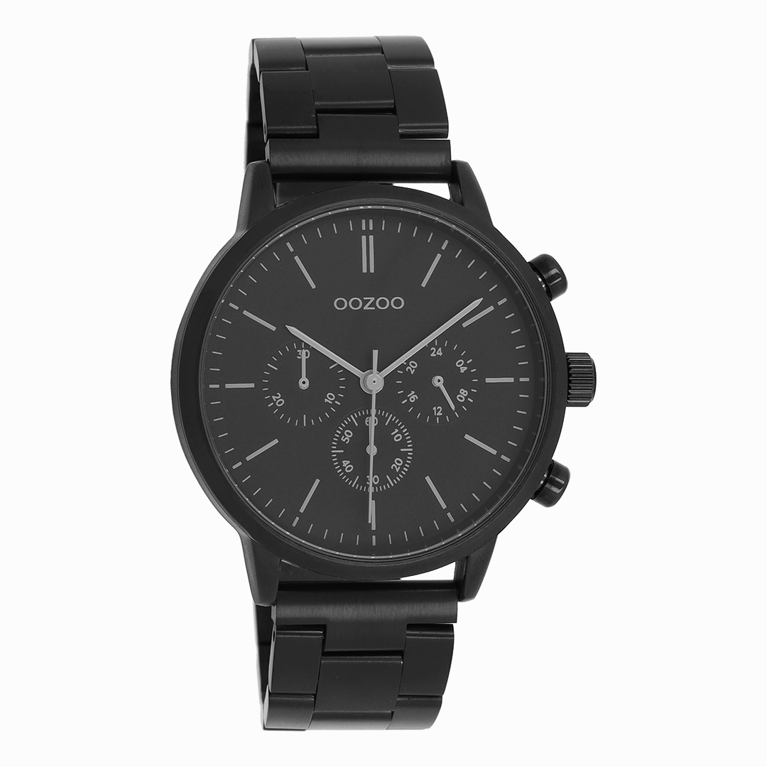 Black OOZOO watch with stainless steel bracelet - C11409