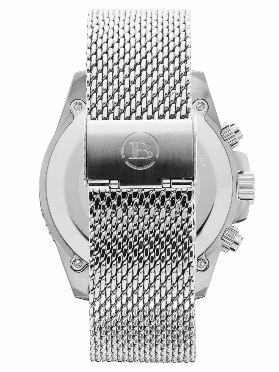Brera Orologi BRSPMIC4401-SS-MIL Mistral Mens Silver & Black Chronograph Watch