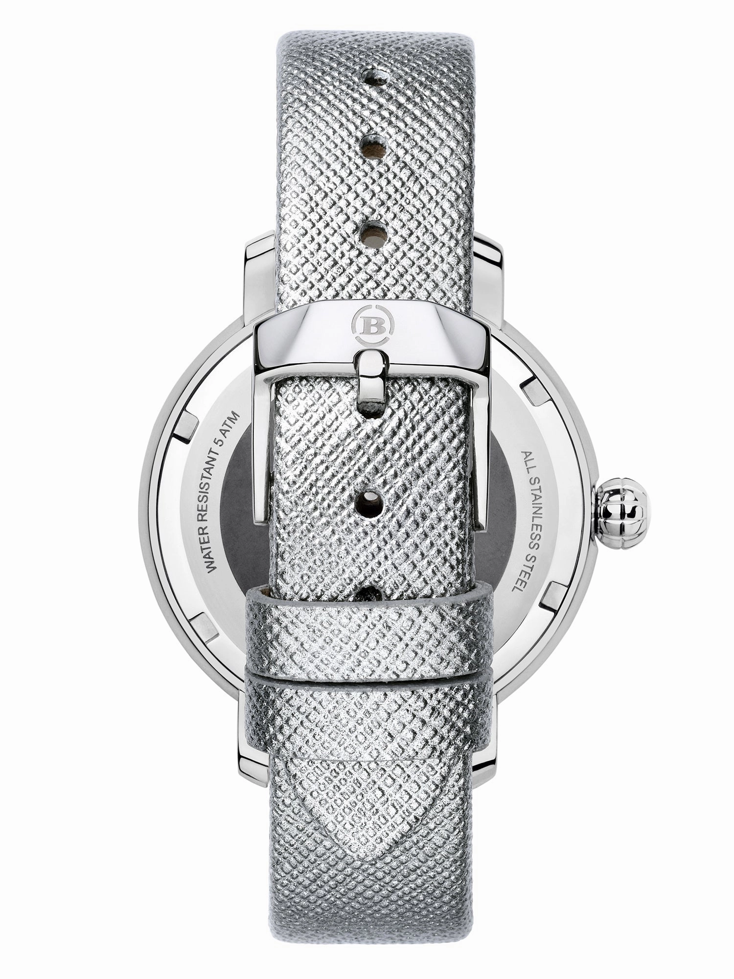 Brera Orologi "Valentina Modern" BRVAMO3801 Silver Dial, Silver Case, Silver Leather Strap - 38mm watch