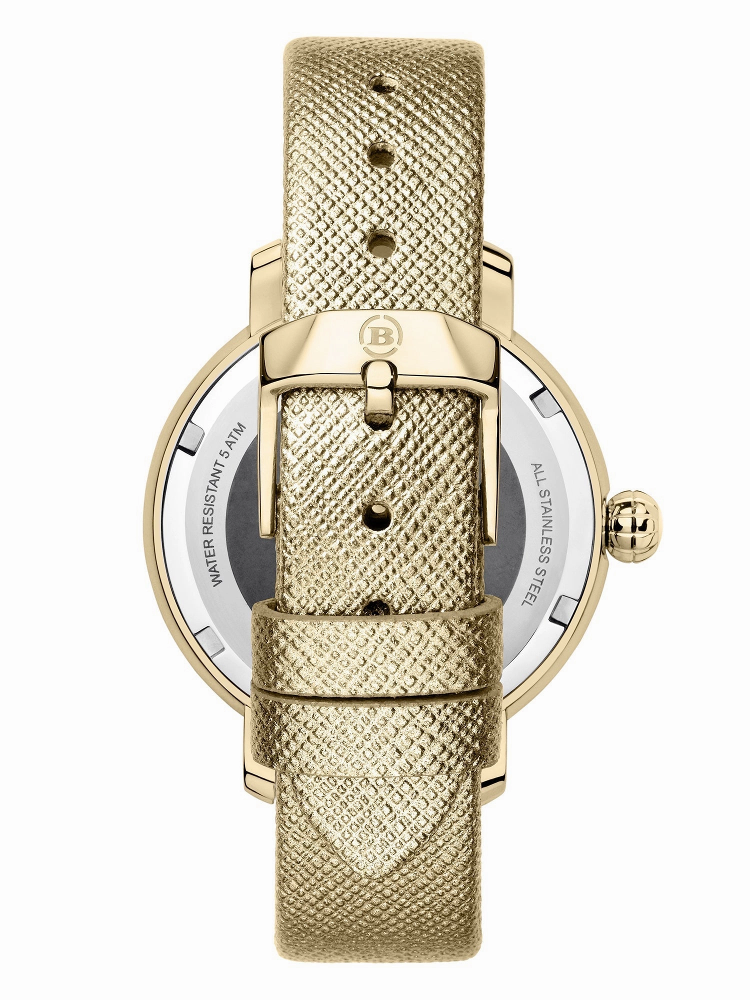 Brera Orologi "Valentina Modern" BRVAMO3803 Silver Dial/Yellow Gold Leather Women's Watch