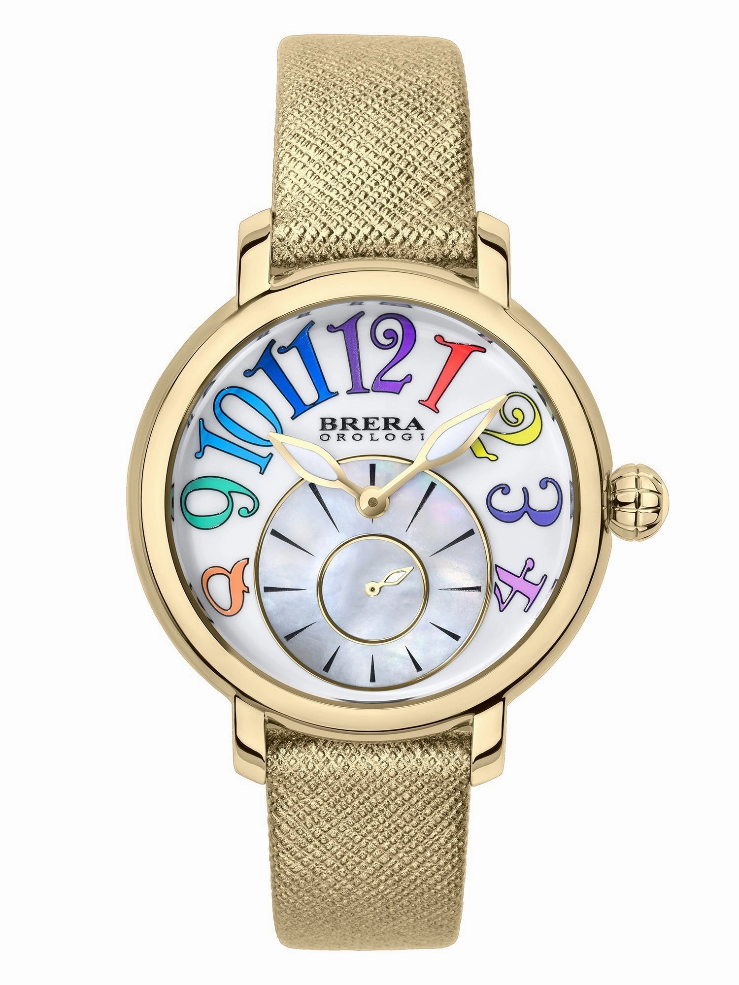 Brera Orologi "Valentina Modern" BRVAMO3803 Silver Dial/Yellow Gold Leather Women's Watch