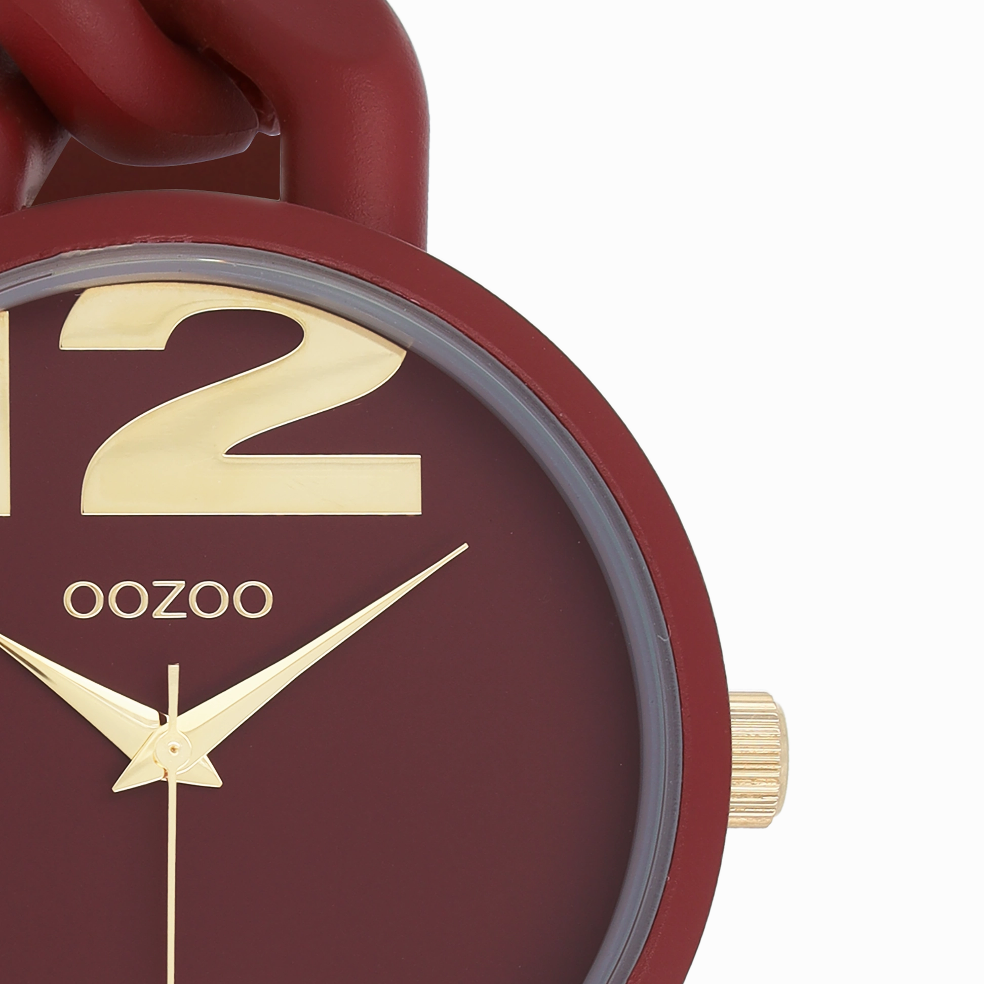 Brick red OOZOO watch with chunky chain bracelet - C11267