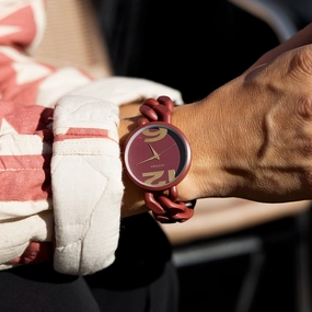 Brick red OOZOO watch with chunky chain bracelet - C11267