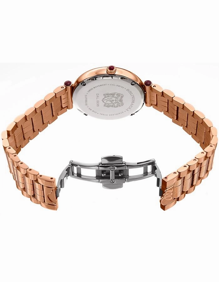 Bruno Magli Womens Miranda Rose Gold-Tone Watch - Checkered Dial - Bracelet