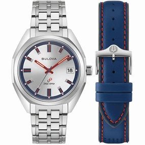 Bulova Men's Watch - Jet Star Quartz Silver Dial Stainless Steel Bracelet | 96K112