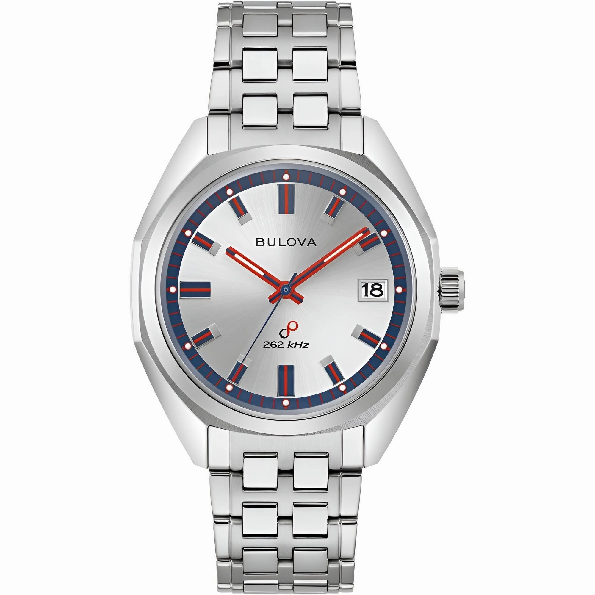 Bulova Men's Watch - Jet Star Quartz Silver Dial Stainless Steel Bracelet | 96K112