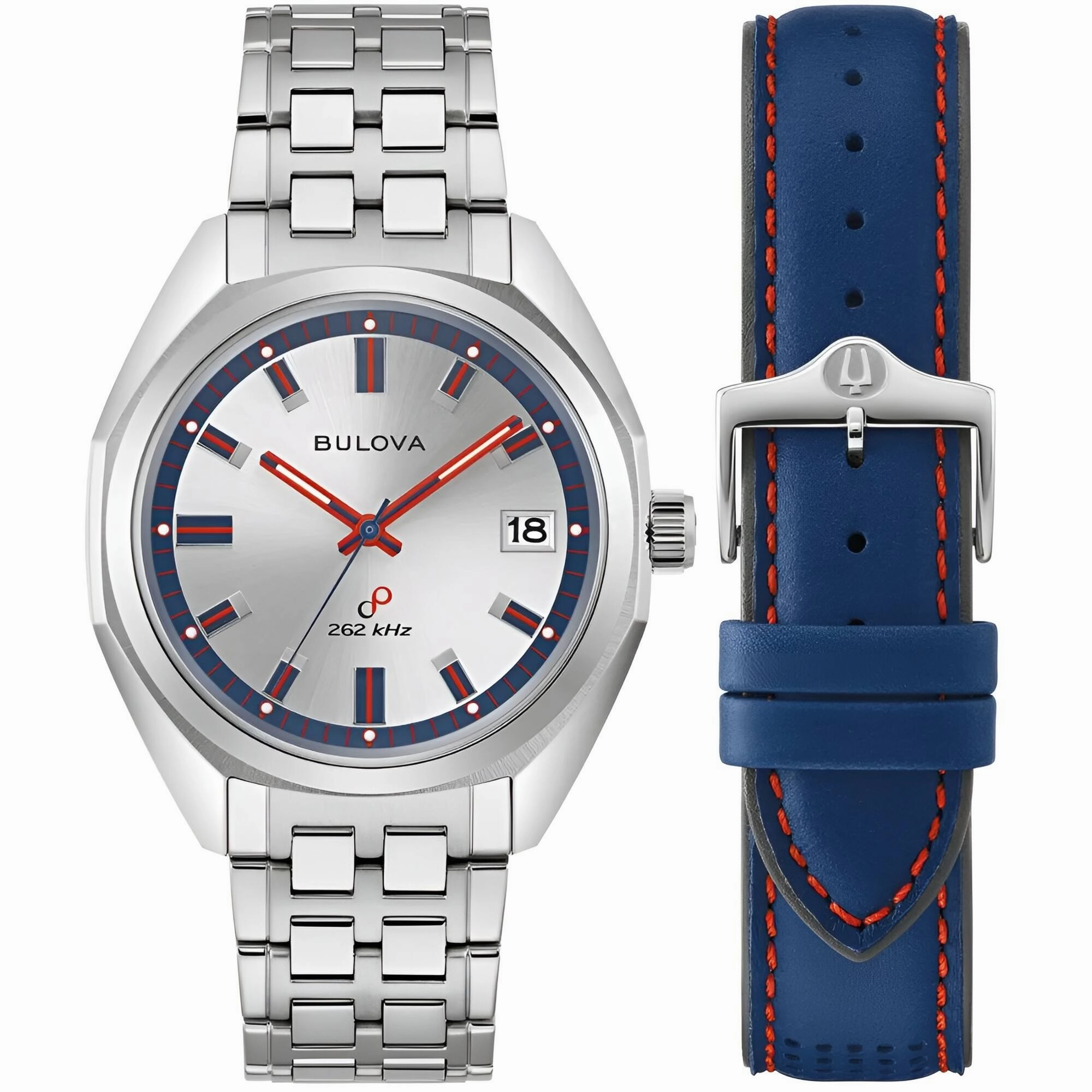 Bulova Men's Watch - Jet Star Quartz Silver Dial Stainless Steel Bracelet | 96K112