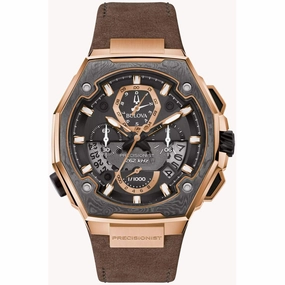 Bulova Men's Watch - Precisionist X Chronograph Grey and Rose Gold Dial Strap | 98B356