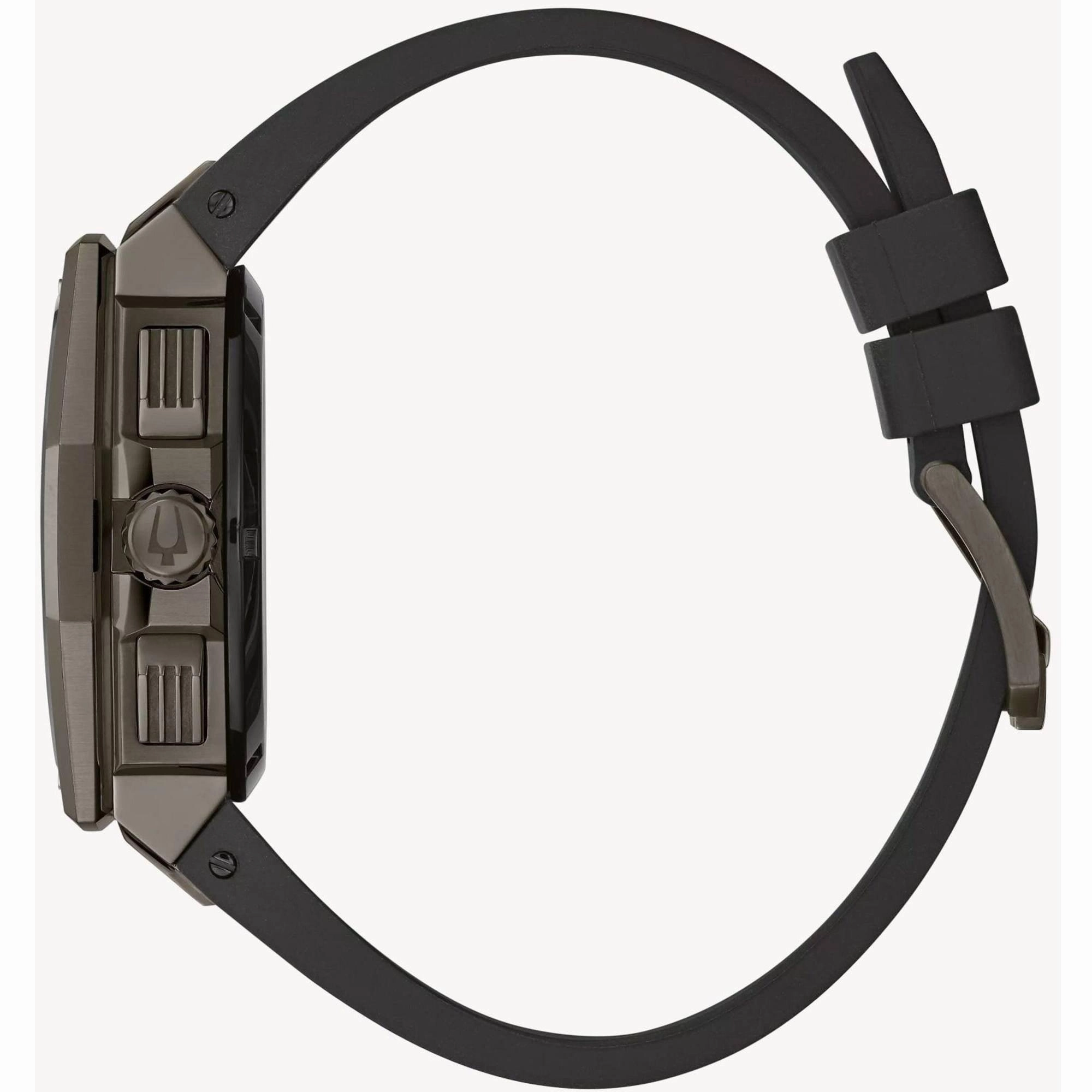 Bulova Men's Watch - Precisionist X Quartz Chrono Black Dial Rubber Strap | 98B358