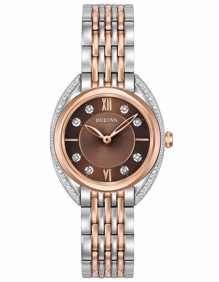 Bulova Womens Diamond Dress Watch - Brown Dial - Two-Tone - Bracelet - 30m