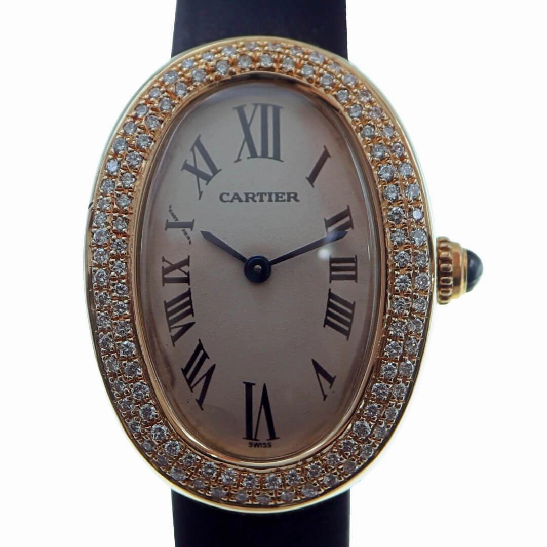 Cartier Baignoire Ref. 1954 18k Gold Ladies Vintage Watch with Diamond Bezel