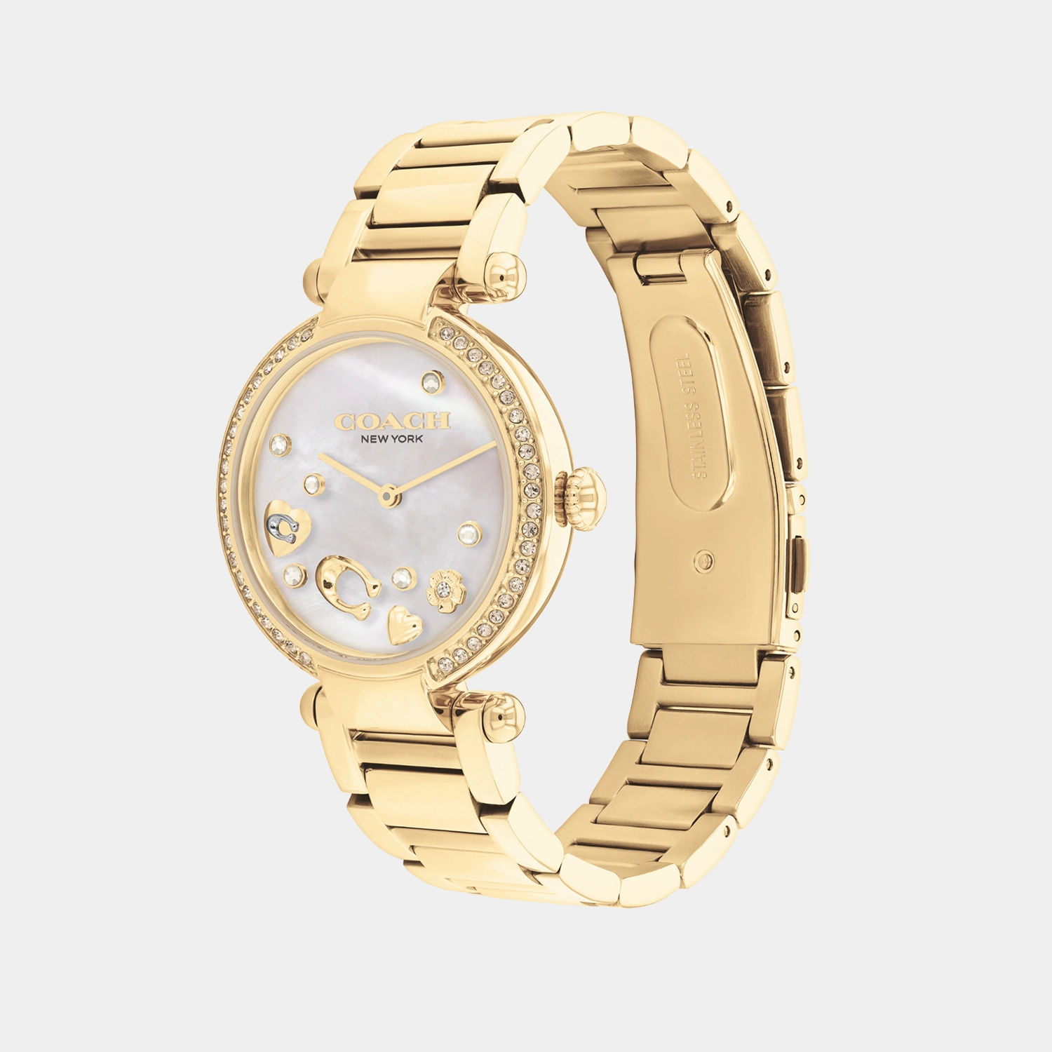 Cary Women Quartz White Mother Of Pearl Dial Analog Stainless Steel Watch 14504265