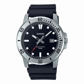 Casio Analog Black Dial Black Resin Band Watch MTPVD01-1E