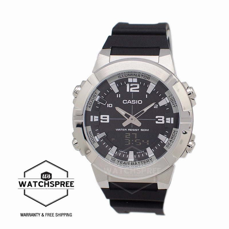 Casio Analog-Digital Black Resin Band Watch AMW870-1A AMW-870-1A