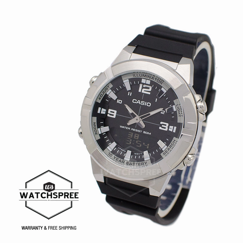 Casio Analog-Digital Black Resin Band Watch AMW870-1A AMW-870-1A
