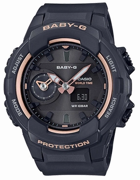 Casio Baby-G BGA-230 Series Watch - Black & Rose Gold-Tone - Analog/Digital